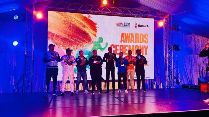 Sam Shivute, Commissioner of the Namibia Revenue Agency (NamRA), with other heads of Southern African revenue agencies. Photo by NBC Sport.