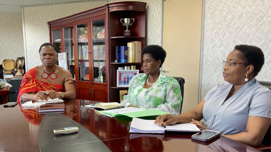 Minister of Natural Resources and Energy Prince Lonkhokhela with Principal Secretary Ms Lindiwe Mbingo and Director of Energy Ms Thabile Nkhosi during a recent ministry engagement in Mbabane.