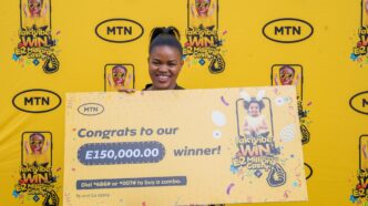 Lindelwa Mamba celebrates after winning the E150,000 grand prize in MTN Eswatini’s Fak’ivibe promotion.