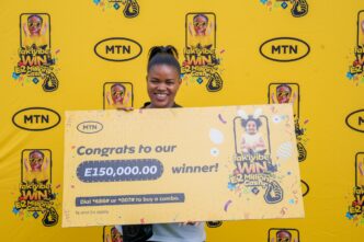 Lindelwa Mamba celebrates after winning the E150,000 grand prize in MTN Eswatini’s Fak’ivibe promotion.