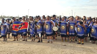 Eswatini Revenue Service athletes and officials showcase traditional song and unity during the SAIRAG 2026 opening ceremony in Swakopmund, Namibia. Photo by ERS