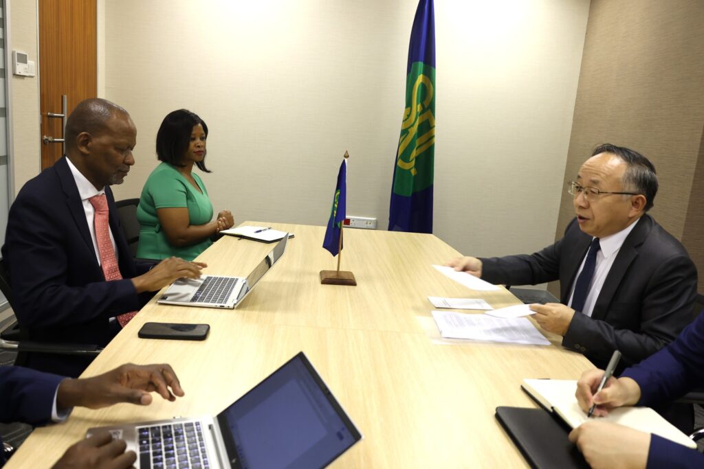SADC Executive Secretary Elias M. Magosi and Ambassador Fan Yong during their meeting in Gaborone.