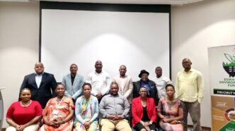 Officials from the Eswatini Environment Authority, Eswatini Environment Fund, Ministry of Tourism, Ministry of Planning and Development and Ministry of Tourism and Environmental Affairs during a high level meeting on strengthening climate finance coordination in Mbabane.