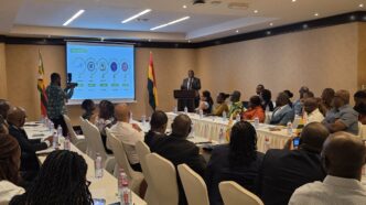 Leaders and delegates from Ghana and Zimbabwe during the Business Roundtable session in Accra, exploring trade and investment opportunities.