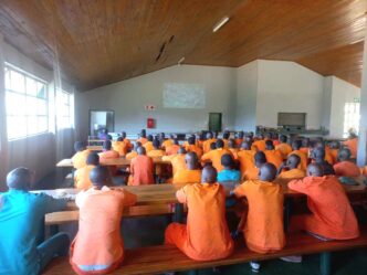 Inmates at Mbabane Correctional Centre watch The Passion of the Christ during a special screening organised by Campus Crusade for Christ. Photo by His Majesty’s Correctional Services.
