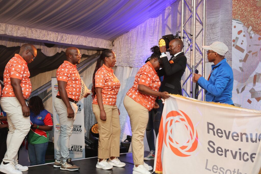 RSL athletes proudly receive their medals at SAIRAG 2026 in Swakopmund, Namibia, showcasing skill and determination across multiple sports. Photo by RSL.