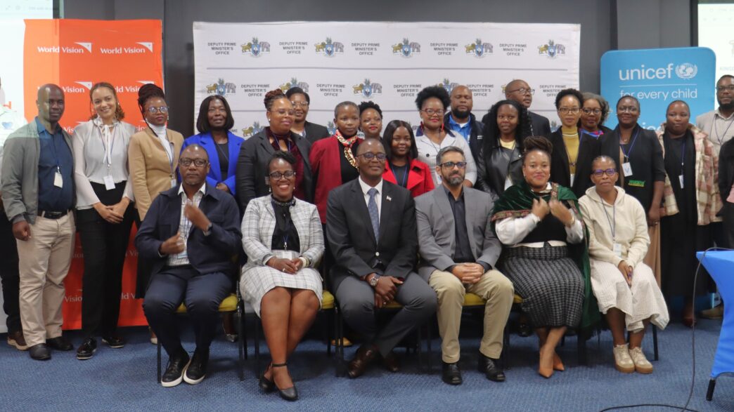 Facilitators from World Vision Eswatini, the Deputy Prime Minister’s Office, and partner organisations pose together in Mbabane after the child participation workshop. Photo by World Vision Eswatini