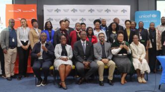 Facilitators from World Vision Eswatini, the Deputy Prime Minister’s Office, and partner organisations pose together in Mbabane after the child participation workshop. Photo by World Vision Eswatini
