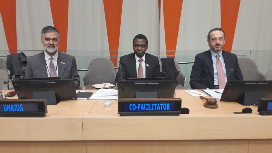 Ambassador Masole of Botswana during informal consultations at the United Nations ahead of the 2026 High Level Meeting on HIV and AIDS.