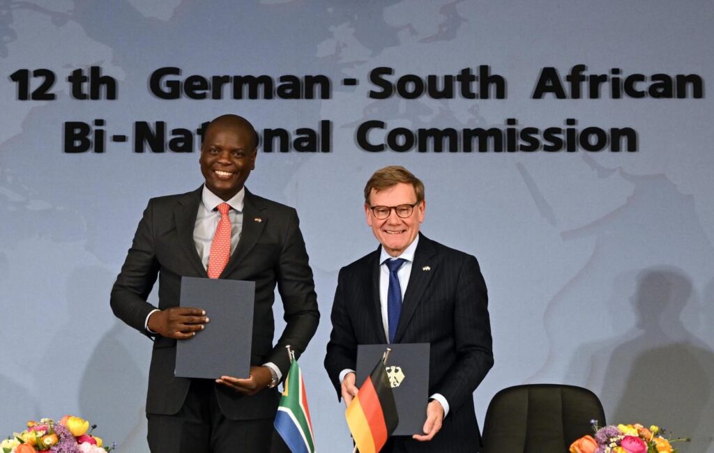 South African Foreign Minister Ronald Lamola and German Foreign Minister Johann Wadephul pictured during the signing of the Joint Action Plan at the 12th Meeting of the German-South African Bi-National Commission held in Berlin on April 13, 2026. Photo: Supplied