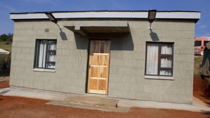 The newly built two-room house valued at E65,000 handed over to 65-year-old Phineas Jonah Dlamini of Nsangwini under Pigg's Peak Inkhundla, complete with solar installation, curtains, a bed and a blanket. Photo: Supplied