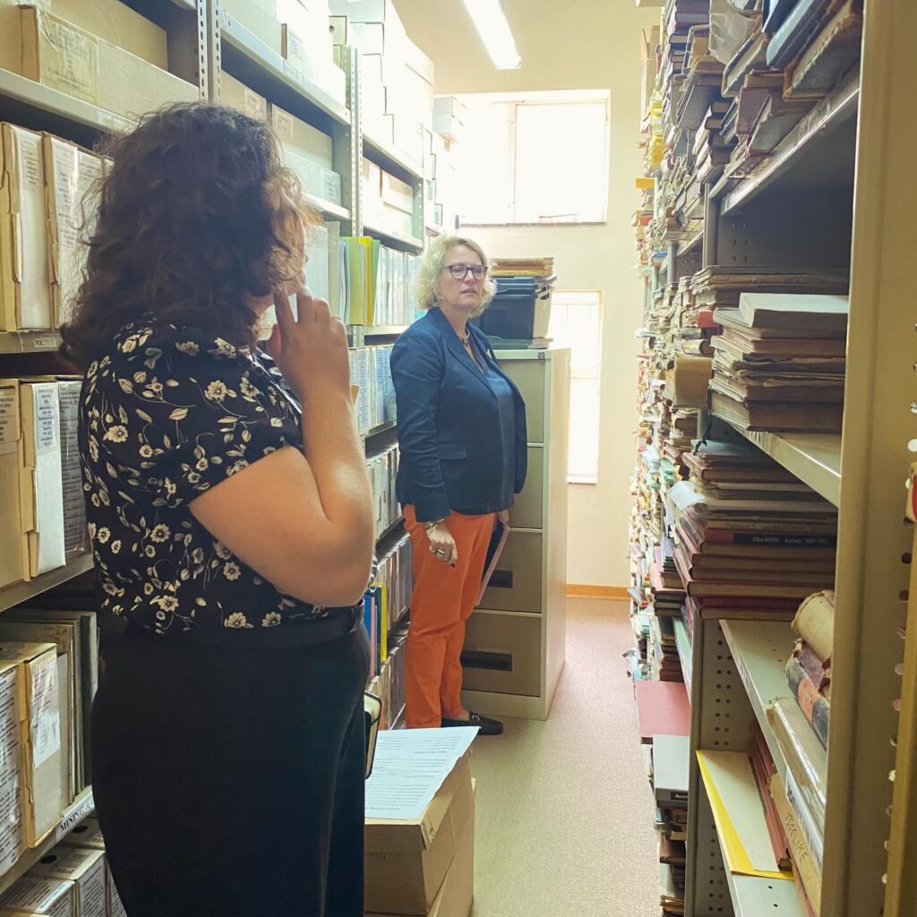 A team member examines archival collections at the Morija Museum and Archives during the digitisation support mission on April 13, 2026, as part of a French-funded initiative to preserve and improve access to Lesotho's heritage collections.