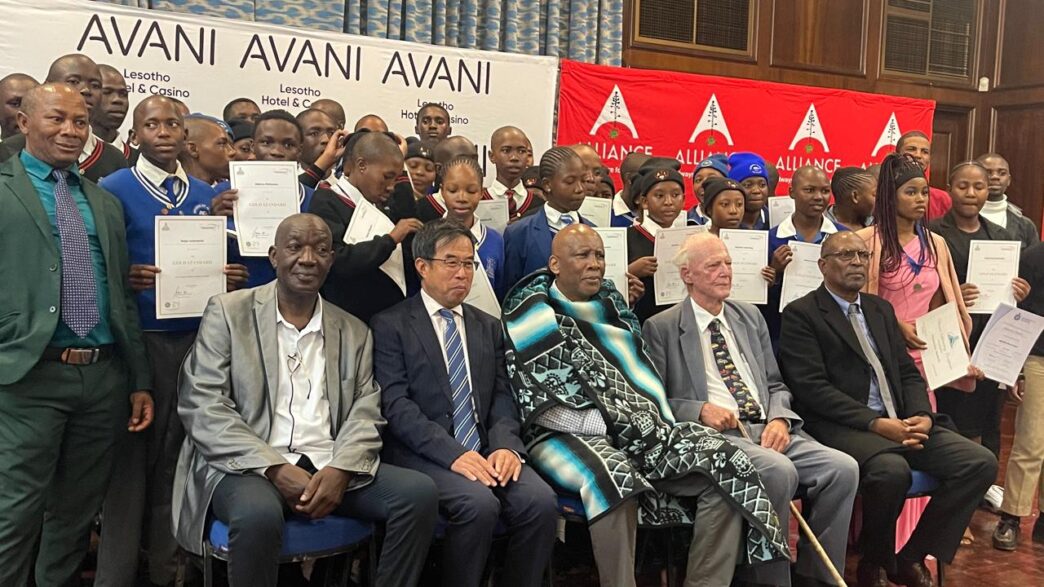 Lesotho's King Letsie III pictured with 44 recipients of the Prince Mohato Award Scheme and Royal Lesotho Lifesaving Award programme during a ceremony in Maseru on April 17, 2026