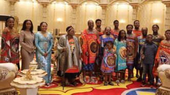 His Majesty King Mswati III and the Queen Mother, surrounded by members of the royal family