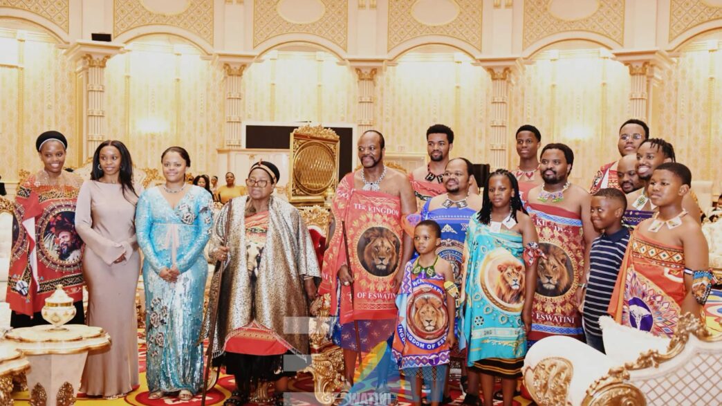 A royal family moment: His Majesty King Mswati III and the Queen Mother surrounded by children and grandchildren as the nation celebrates his 58th birthday and four decades of leadership.