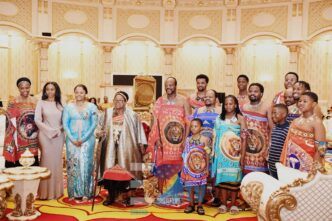 A royal family moment: His Majesty King Mswati III and the Queen Mother surrounded by children and grandchildren as the nation celebrates his 58th birthday and four decades of leadership.