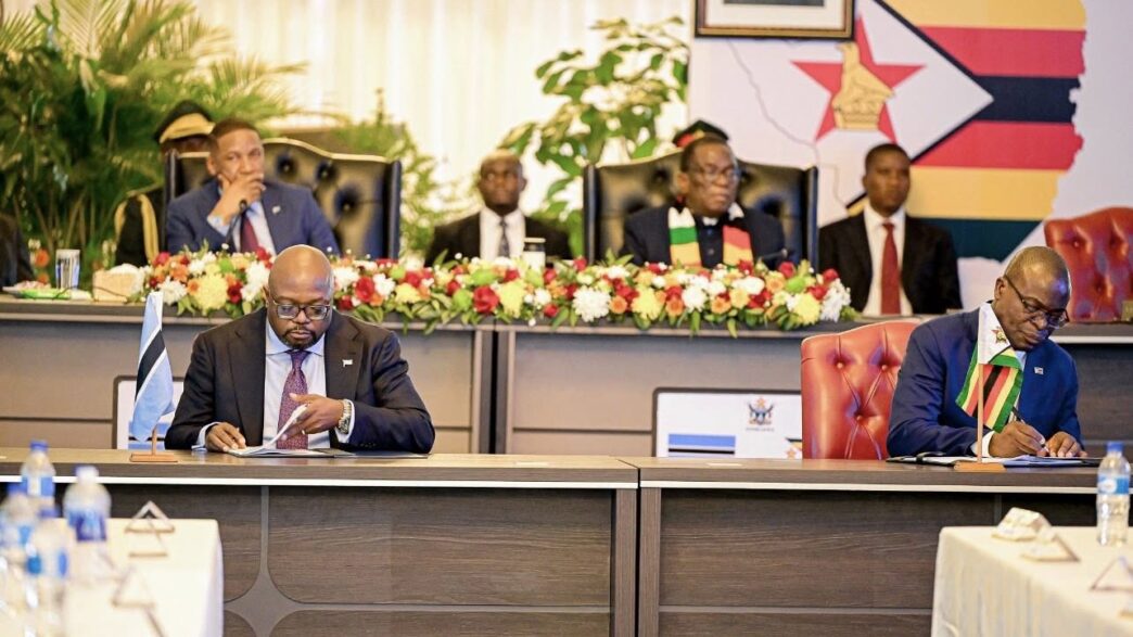 Botswana President Duma Gideon Boko and Zimbabwean President Emmerson Mnangagwa co-chair the 5th Session of the Botswana and Zimbabwe Bi-National Commission in Harare, where the two countries signed 10 memorandums of understanding.