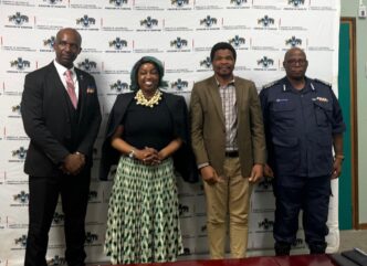 Minister of ICT Savannah Maziya (centre) joins Royal Eswatini Police Service representatives and Dr Jean Paul Muka from Presight, part of the G42 group, for a group photo following a high-level engagement on artificial intelligence and advanced data analytics held in Mbabane. | Photo: Supplied