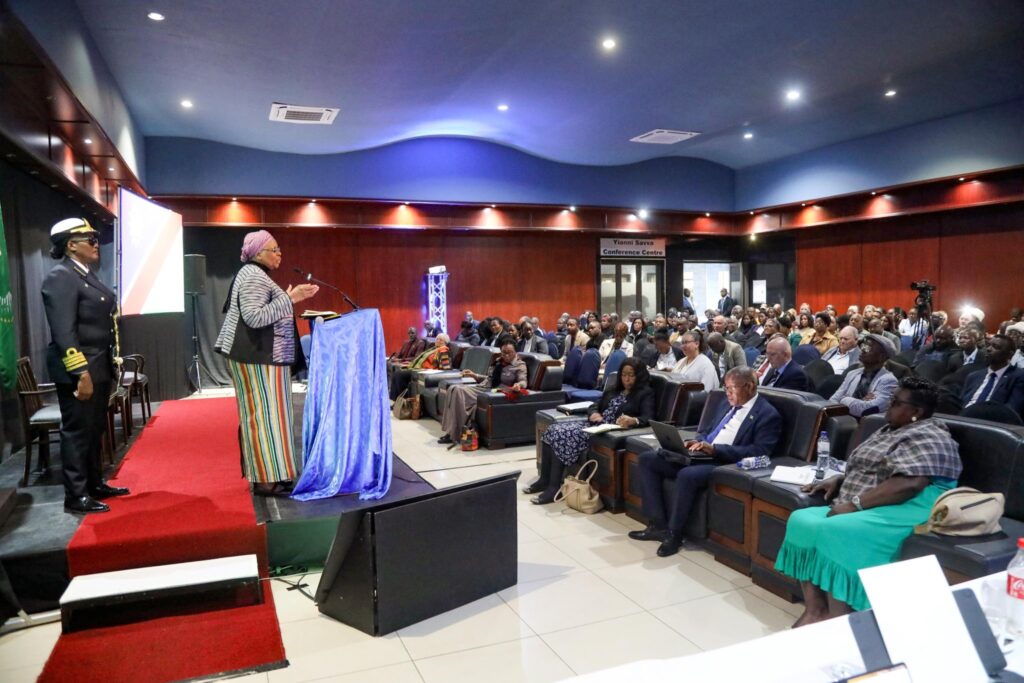Namibian President Netumbo Nandi-Ndaitwah addresses fishing industry stakeholders during the second day of consultations on the sustainable utilisation of the country's marine resources.