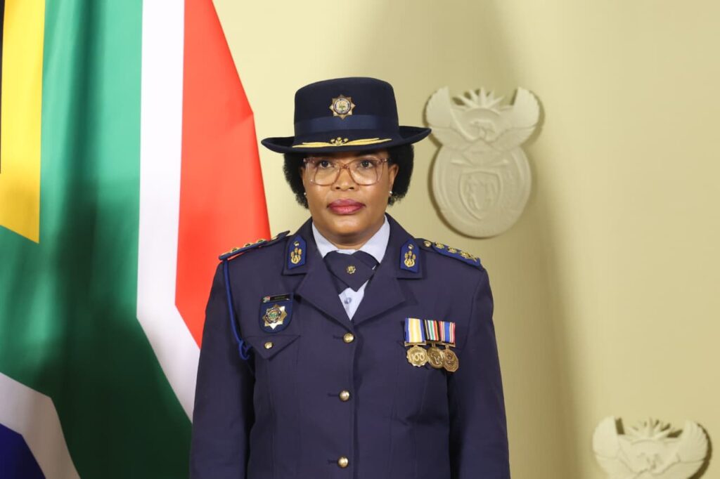 Newly appointed acting National Police Commissioner Lieutenant General Puleng Dimpane at the Union Buildings in Pretoria on Thursday