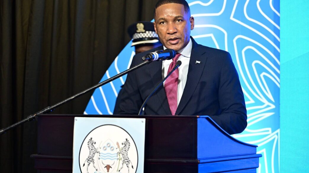Botswana President Advocate Duma Boko delivers the keynote address during the launch of the 60 Years of Diamond Leadership Initiative and the unveiling of the World Athletics Relays Gaborone 2026 medal sponsorship at the National Museum in Gaborone. | Photo: Supplied