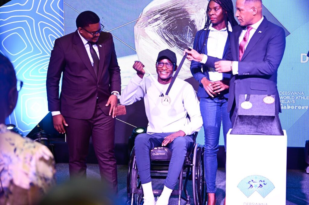 The 120 World Athletics Relays Gaborone 2026 medals, each set with a natural Botswana diamond cut and polished locally, unveiled at the National Museum in Gaborone as part of Botswana's 60 Years of Diamond Leadership Initiative. | Photo: Supplied