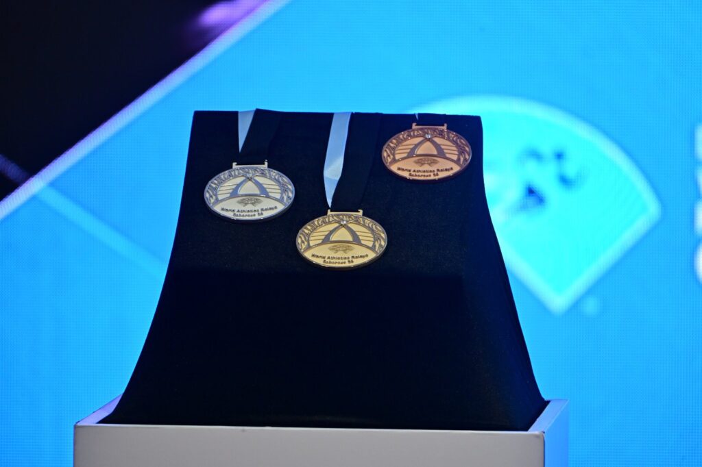 The 120 World Athletics Relays Gaborone 2026 medals, each set with a natural Botswana diamond cut and polished locally, unveiled at the National Museum in Gaborone as part of Botswana's 60 Years of Diamond Leadership Initiative. | Photo: Supplied