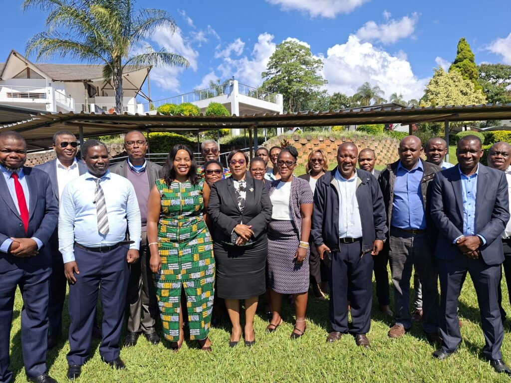 Principal Secretary of the Ministry of Labour and Social Security Makhosini Mndawe pictured with representatives from the International Labour Organization, employers' and workers' organisations and government officials during the opening of a workshop to develop Eswatini's third-generation Decent Work Country Programme for 2026 to 2030.