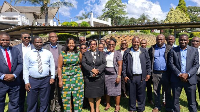 Principal Secretary of the Ministry of Labour and Social Security Makhosini Mndawe pictured with representatives from the International Labour Organization, employers' and workers' organisations and government officials during the opening of a workshop to develop Eswatini's third-generation Decent Work Country Programme for 2026 to 2030.