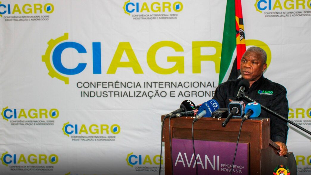Cabo Delgado Governor Valige Tauabo addresses guests at the official launch of the First International Conference on Industrialisation and Agribusiness in Pemba, Mozambique, on Saturday.