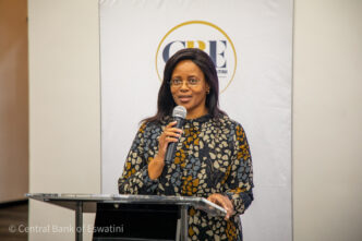 Central Bank of Eswatini Director of Financial Regulation Lungile Dlamini addresses participants during a workshop with commercial banks, development finance institutions, and MSMEs