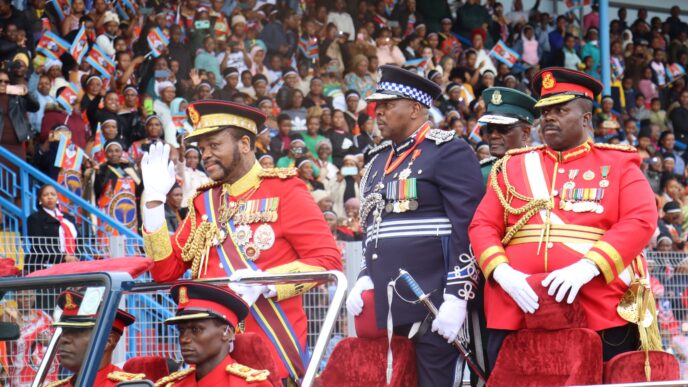 King Mswati III at Somhlolo National Stadium during his Ruby Jubilee celebrations, Friday April 25, 2026.