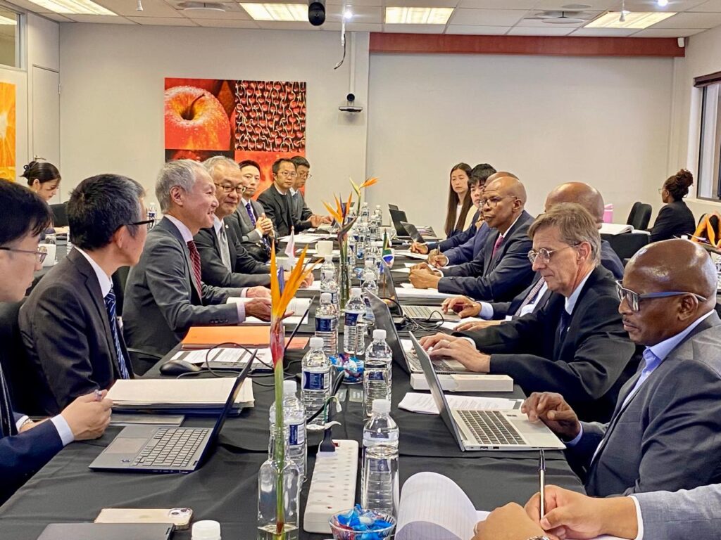Delegates from Japan and South Africa engage in discussions during the Joint Agriculture Working Committee meeting in Pretoria on 21 April 2025, where talks covered agricultural technology, technical cooperation, knowledge sharing and human resource development.
