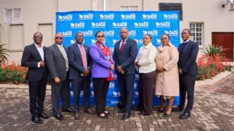 rincipal Secretary of the Ministry of Finance Vusie Dlamini pictured with fellow SACU member states delegates at the 79th Meeting of the SACU Commission