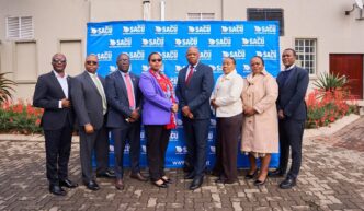 rincipal Secretary of the Ministry of Finance Vusie Dlamini pictured with fellow SACU member states delegates at the 79th Meeting of the SACU Commission