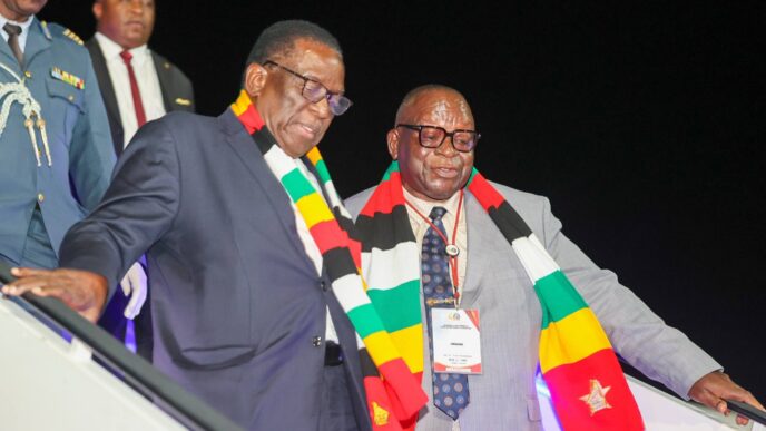 Zimbabwean President Emmerson Mnangagwa arrives in the Kingdom of Eswatini to join His Majesty King Mswati III and the Swazi nation for the double celebration marking the King's 58th birthday anniversary and the Ruby Jubilee of his 40-year reign.
