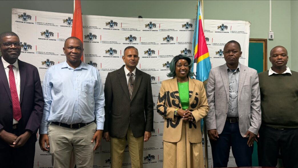 Minister for Information, Communications and Technology Savannah Maziya and Indian High Commissioner H.E. Mr. N. Ram Prasad pictured with the four Swazis selected for the Indian Technical and Economic Cooperation (ITEC) Programme on space technologies, ahead of their departure for India on Friday, 25 April 2026.