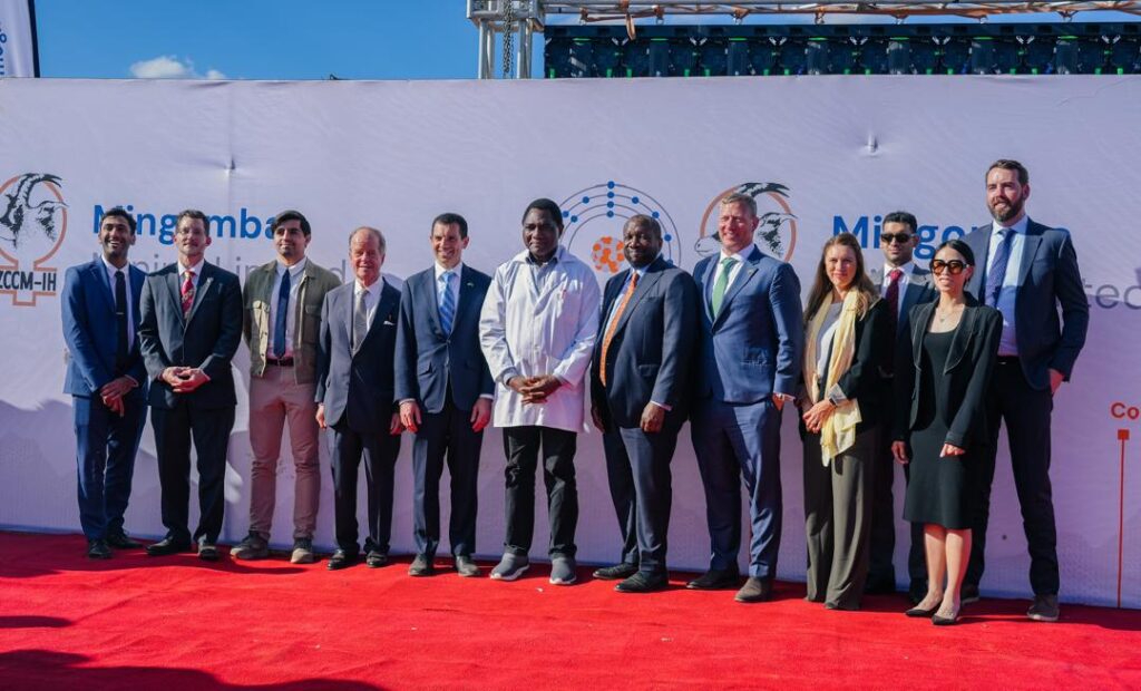 Zambian President Hakainde Hichilema poses with US Ambassador Michael C. Gonzales, KoBold Metals leadership and other stakeholders at the Mingomba Mine shaft construction groundbreaking ceremony in the Copperbelt on April 29, 2026. Photo: US Embassy Zambia
