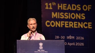 External Affairs Minister S Jaishankar addresses India's High Commissioners, Ambassadors and senior Ministry of External Affairs officials at the 11th Heads of Missions Conference in New Delhi. Photo MEA India