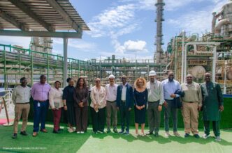 Vice President Gaolathe and his delegation tour the Dangote Refinery in Lagos, a 650,000 barrels-per-day integrated refining complex, during his working visit to Nigeria to explore co-investment opportunities with Dangote Industries Limited. Photo BW Government