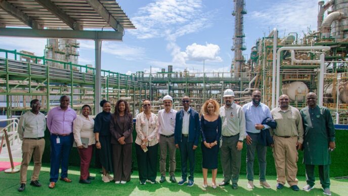 Vice President Gaolathe and his delegation tour the Dangote Refinery in Lagos, a 650,000 barrels-per-day integrated refining complex, during his working visit to Nigeria to explore co-investment opportunities with Dangote Industries Limited. Photo BW Government