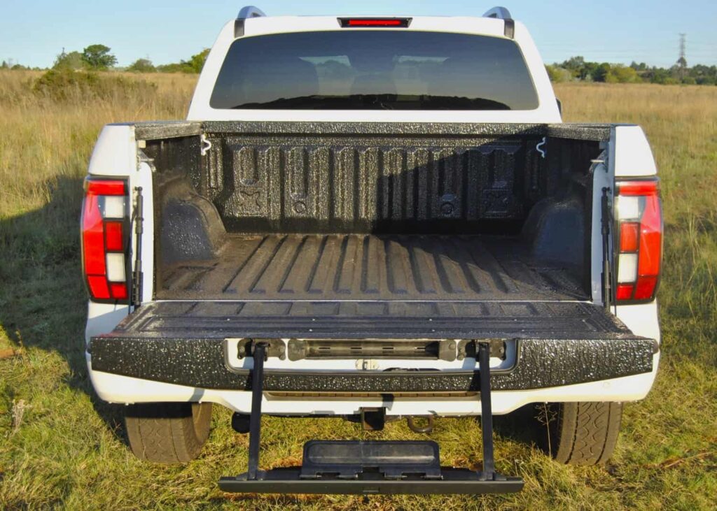 A rear step has been integrated into the tailgate, however, some will find it too high. Picture: Charl Bosch