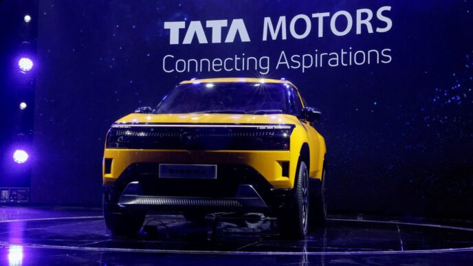 The new Tata Sierra electric vehicle (EV) is presented during its launch at India's five-day auto show in New Delhi, India, January 17, 2025. REUTERS/Priyanshu Singh/File Photo