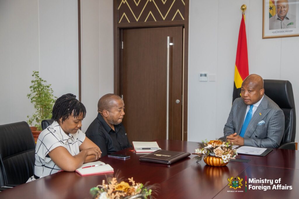 Ghana's Foreign Affairs Minister Samuel Okudzeto Ablakwa meets with Acting South African High Commissioner to Ghana, Mr. Thando Dalamba, in Accra on Thursday, where the minister conveyed Ghana's strong condemnation of the continuous xenophobic attacks on Ghanaians and other Africans living in South Africa.