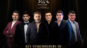Falcons of Majlis principal investors Maqsood Mohammed, Dr. Dhiraj Kantilal Jain, Rakesh Mirchandani and Sanjay Dhawan pictured alongside mentor and Bollywood entrepreneur Suneil Shetty at the launch of the UAE's first trust-led startup investment platform in Dubai.