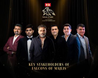 Falcons of Majlis principal investors Maqsood Mohammed, Dr. Dhiraj Kantilal Jain, Rakesh Mirchandani and Sanjay Dhawan pictured alongside mentor and Bollywood entrepreneur Suneil Shetty at the launch of the UAE's first trust-led startup investment platform in Dubai.