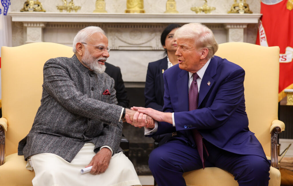India's Prime Minister Narendra Modi meets the President of USA, Mr. Donald Trump at White House in Washington DC, USA on February 13, 2025.