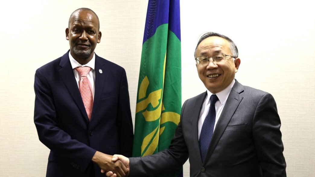 SADC Executive Secretary Elias M. Magosi and Ambassador Fan Yong during their meeting in Gaborone.