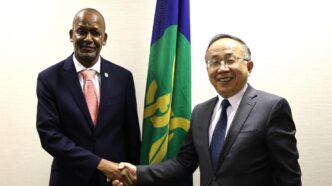 SADC Executive Secretary Elias M. Magosi and Ambassador Fan Yong during their meeting in Gaborone.