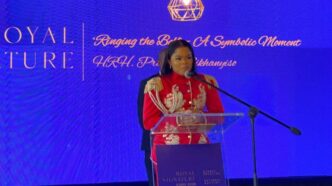 HRH Princess Sikhanyiso addresses guests at the launch of the Royal Signature Expo 2026, outlining the significance of the Mega Raffle and national investment opportunities.